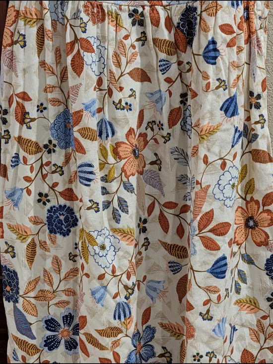 Old Navy Cream Floral Spaghetti-Strap Midi Dress with Blue and Orange Accents - Picture 3 of 7